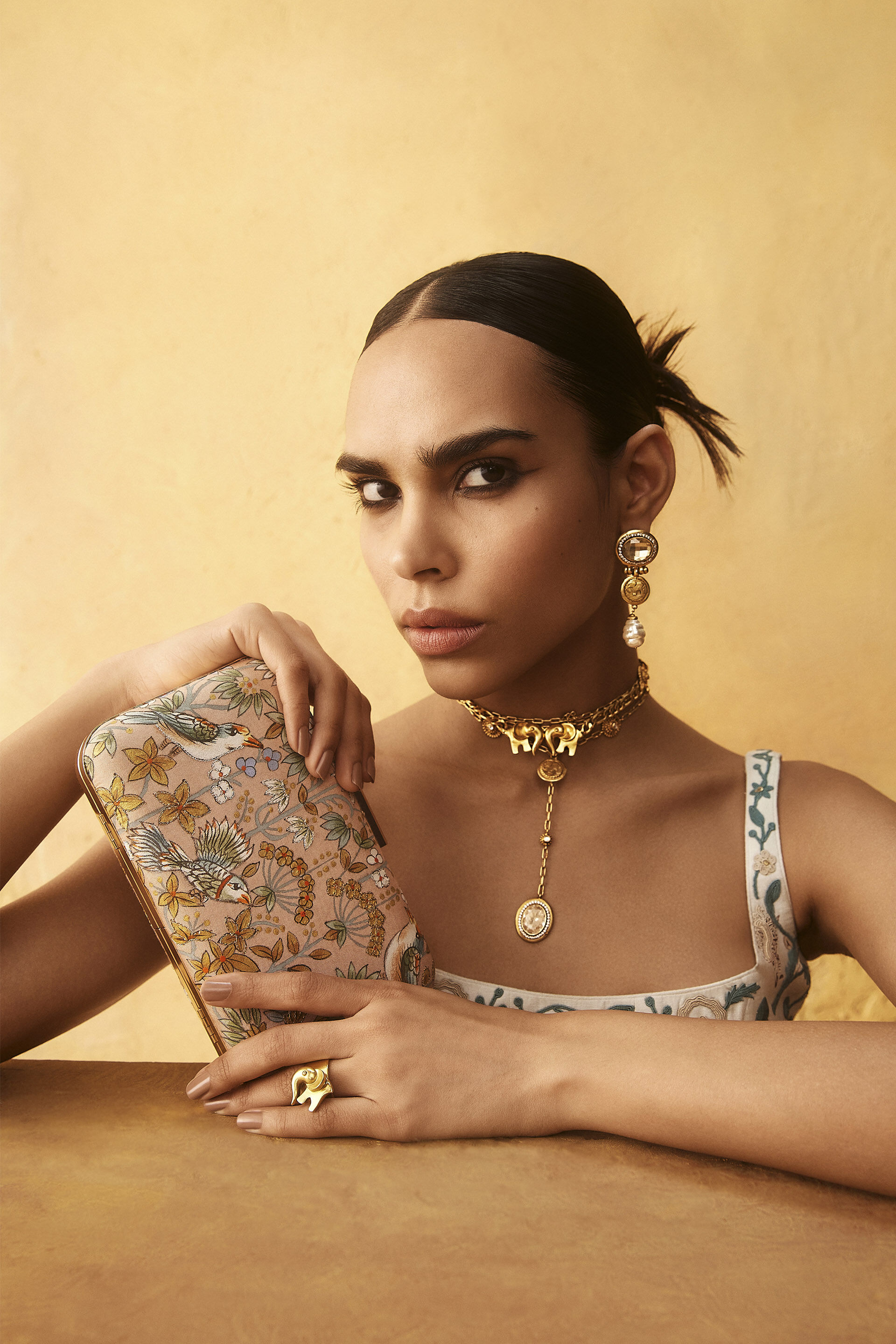 Pichhwai Clutch - Flamingo Pink